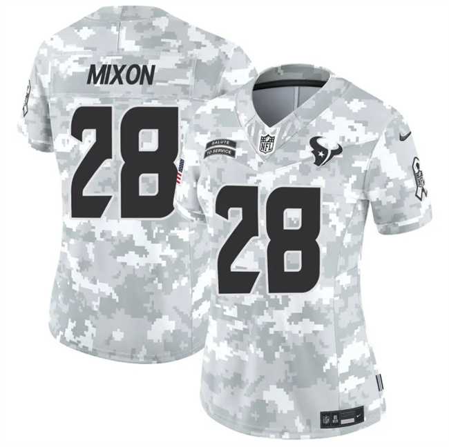 Women%27s Houston Texans #28 Joe Mixon 2024 F.U.S.E Arctic Camo Salute To Service Limited Stitched Jersey Dzhi